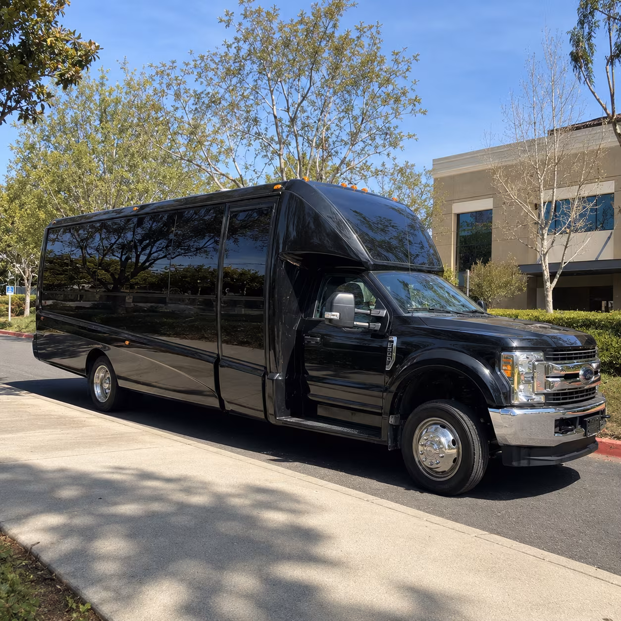 Passenger watching the Fullerton scenery during a regional party bus road trip