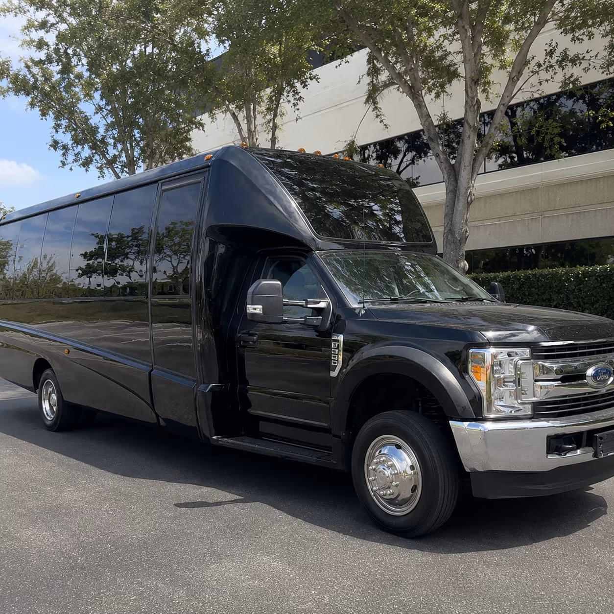 Passenger seating aboard a party bus rental serving Fullerton