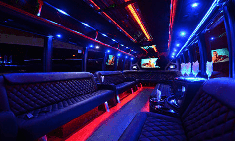Long Beach 30 Passenger Party Bus Black Interior