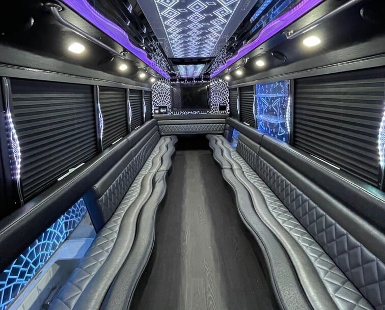 Long Beach 30 Passenger Party Bus White Interior
