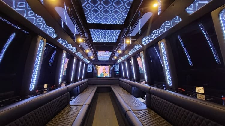 Long Beach 40 Passenger Limo Bus Interior